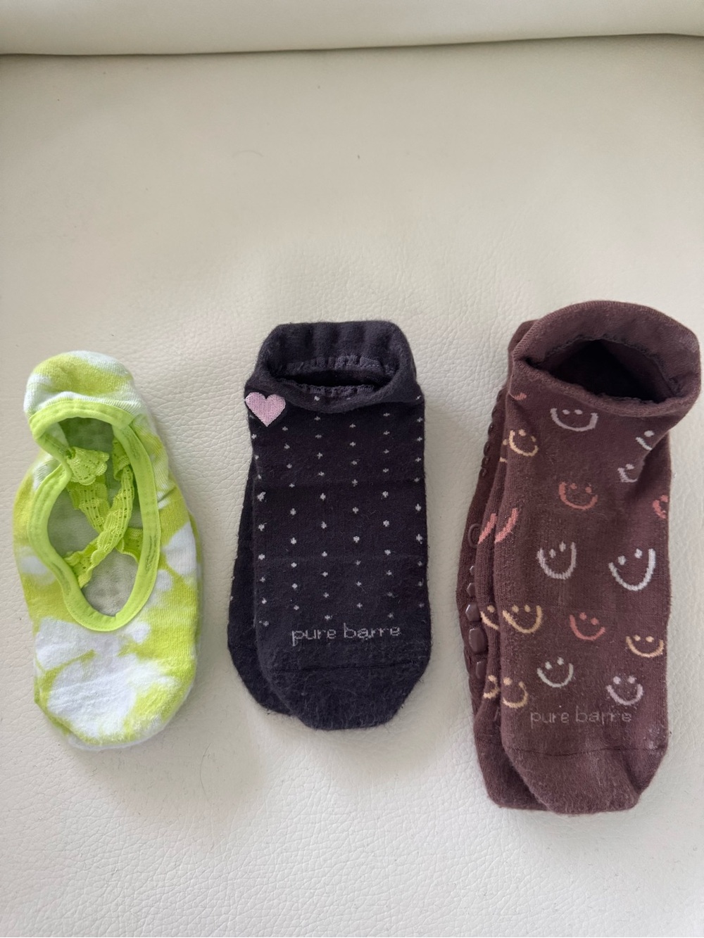 Pure Barre Grip Socks Set of 3 Sticky Pilates Yoga Barre Socks Lime Black Brown